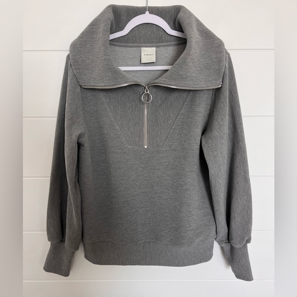 Varley Tops - Varley Ottoman Small Gray Zip Pullover Sweatshirt